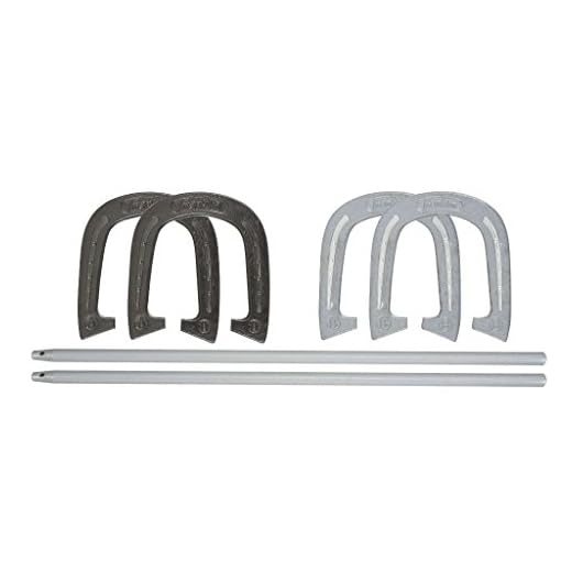 Franklin Sports Horseshoe Set - Steel Horseshoes and Stakes - Official Size and Weight - Perfect for Yard and Beach - Advanced