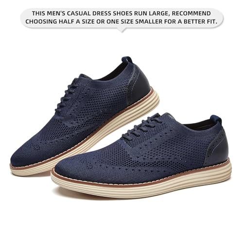 Image of Men's Mesh Dress Sneakers Casual Oxford Shoes Lightweight Walking Shoes Breathable Wingtip Shoes Knit Brogue Sneakers