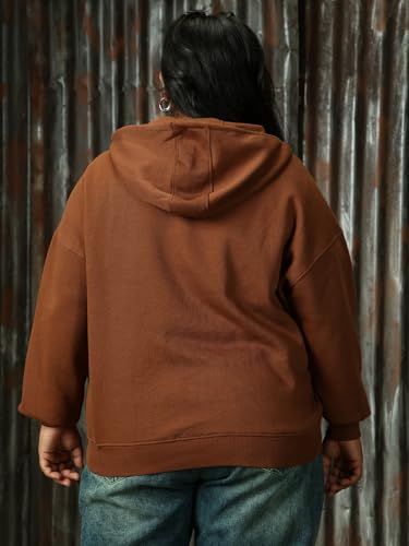 Image of High Star Women Solid Cotton Regular Fit Hood Long Sleeve Sweatshirts