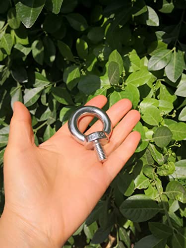 Image of Lifting Eye Bolts 304 Stainless Steel Heavy Duty Screw Bolt Male Thread Machinery Shoulder Lifting Ring Eye Bolt with Lock Nuts and Flat Washers,2Pcs (M10)