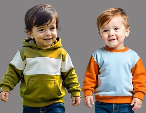 Image of Stylish Kids Sweatshirt Pack of 2 (KL-SW43SKYOR-SW54LMWH)