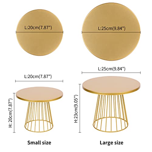Sunormi Maygone 2Pcs Modern Metal Gold Cake Stands Plate Set With Geometric Base Cupcake Stand Dessert Display Stands For Parties Table Decoration thumb #2