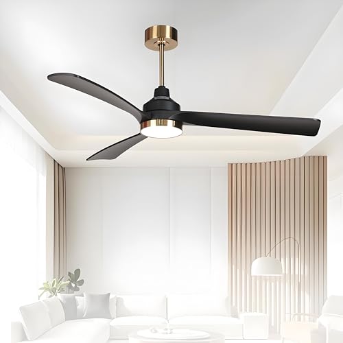 HFZ 52 Inch Black and Gold Ceiling Fan with Light