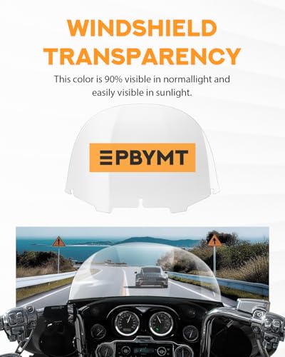 Image of PBYMT 13 inch Windshield Windscreen 96-13 Compatible for Harley Davidson Touring Street Glide Electra Glide FLHT FLHTCU Ultra Classic Glide FLHX FLHTK Tri Glide 1996-2013, Clear