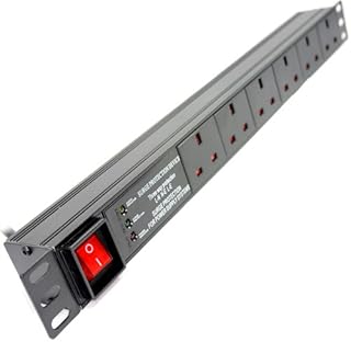 kenable Power Distribution Unit PDU 6 Way Horizontal Surge 19 inch Rack Mounted 1U [6 Way Horizontal SURGED]