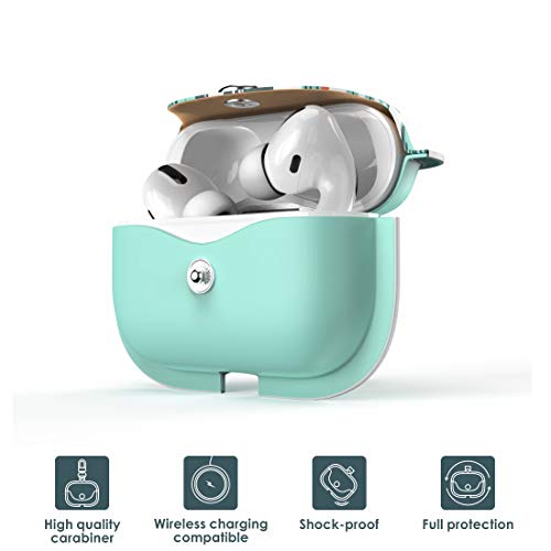 Wenew Leather Case For Airpods Pro 2019, Glitter Sequin Sparkle Crystal Cute Pu Protection Case Shockproof Drop Proof Protector Pouch Skin Metal Clasp Keychain (Green) #TOP1