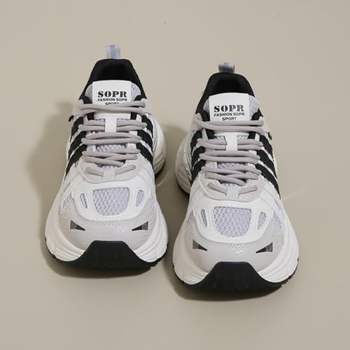 Chunky Sneakers for Women, Womens Fashion Sneakers, Lightweight Leather Sneakers for Women, Comfortable Casual Lace-Up Breathable Dad Shoes2