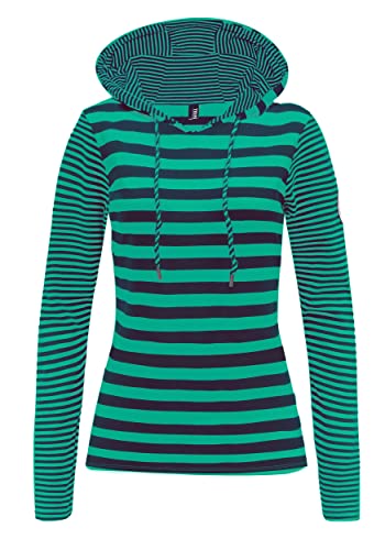 TrendiMax Damska bluza z kapturem, w paski, bluza z kapturem, sweter z długim rękawem, 100% bawełna, zielony, S