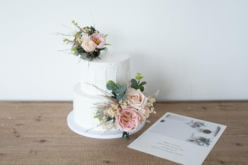 Set de dos toppers florales para pastel de boda miniatura 2