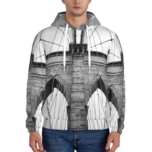 Pull à capuche Brooklyn Bridge pour homme avec cordon de serrage et manches longues