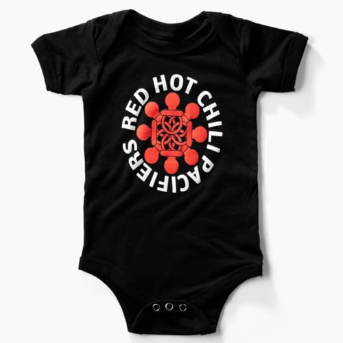 Little Groupies RED HOT CHILI PACIFIERS Baby Onesie, 100% Cotton, Sizes 3-24m, Unisex-Babies, Rock Band Baby Bodysuit for Red Hot Chili Fans (Black,...
