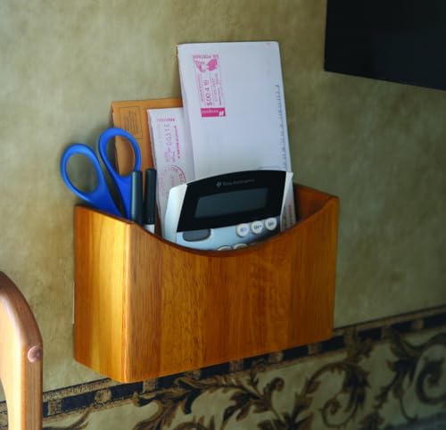 Camco Oak Accents Wall Organizer- Mountable Organizer Stores Tablets, Magazines, Books, Headphones and More, Easy Set Up - Oak Wood Finish (43483) - Thumbnail 4