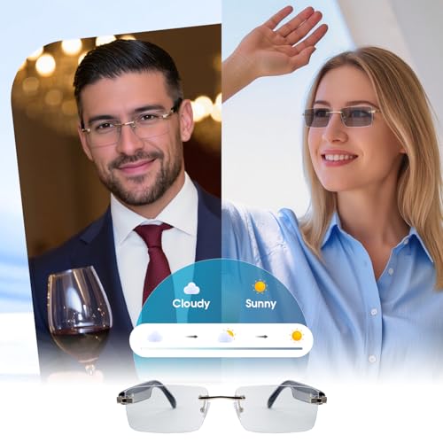 Image of AI Smart Glasses for Men & Women,Spring-hinged Bluetooth 6.0 Smart Glasses with 164 Languages (Real-Time Translation), Photochromic Lens,Free App,Rimless AI Translator Glasses for Work /Travel (Black
