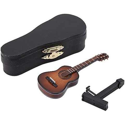 Mini Gitarre - Gitarren-Dekor Miniatur Modell Gitarre aus Holz Cover