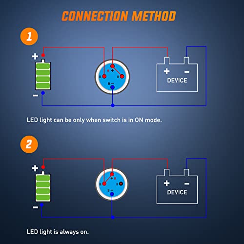 Image of Nilight 12mm 12V Latching Push Button Switch Pre-Wired LED 5 Pack Kit | IP67 waterproof SPDT latching design with LED indicator, 12mm mounting, and 8 inch pigtail wires for easy setup