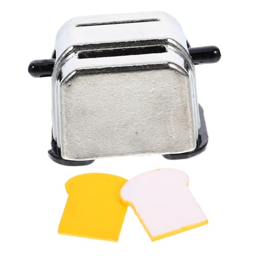 Homoyoyo Mini Grille-Pain Miniature en Alliage Zinc Léger Et Solide pour Décoration Bureau, Modèle Machine à Pain avec Deux Pains, Ornement Petit Appareil Électroménager pour Collection Et Photomaton