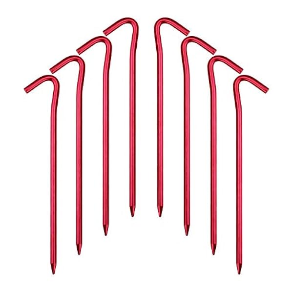 Hikemax 7075 Aluminium Tent Stakes 10/15 Pack - Ultralight 7 Inch Haak Tent Pegs met Draagtas - Gemaakt voor Camping Trip, Wandelen en Tuinieren