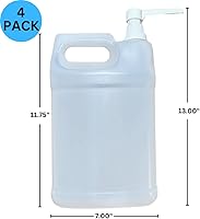 Vista 4 de Jarras de plástico estilo F, jarras de 1 galón con tapas y bombas resistentes a los niños. Paquete de 4 recipientes de almacenamiento de HDPE