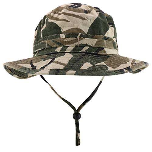Armycrew Chapéu de caça com cordão de queixo de sarja camuflada de algodão lavado, Safari, M