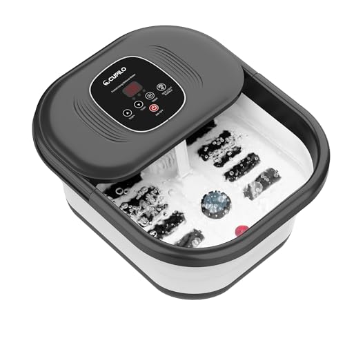 Foot Spa Bath Massager with Heat, Collapsible Foot Massager Spa Soaking Tub with Bubbles, Red Light, Pumice Stone, and Shiatsu Massage Rollers, Pedicure Foot Spa for Relaxation, Gifts