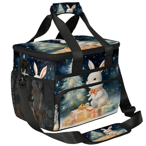 Insulated Picnic Backpack Lunch Box for Women Men Picnic Basket Tote Lunch Bag Picnic Bag Portable Lunch Bags for Picnic, Beach, Work, Trip,Office, Camp Christmas Rabbit