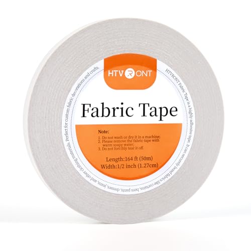 HTVRONT Double-Sided Tape for Clothes - Hem Tape 1/2 Inch x 164 Feet No Sew No Iron Sticky Clear Fashion Fabric Tape, Strong Adhesive Hemming Tape for Pants
