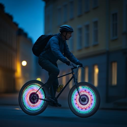 LuminKing 32 LED Spoke Lights - 30 Color Flashing Patterns Automatically Change, Easy Mount Bicycle Lights On Wheel Spokes, Vibration sensor