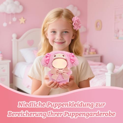 Plüsch Puppen Kleidung for 17cm Plüsch, Rosa Babypuppen Kleidung mit Rosa Bodysuit, 17cm Puppen Outfits, Puppenkleidung, die als Anhänger Verwendet Werden Kann, Geschenk für Mädchen(Ohne Puppe)
