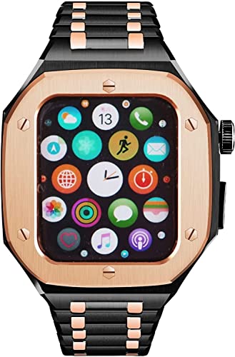 Bracelet de montre en acier inoxydable SCHIK avec boîtier antichoc pour Apple Watch 45mm