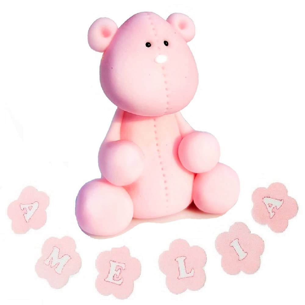 jncakes Teddy Bear Cake Toppers Girl Edible icing Personalised Birthday