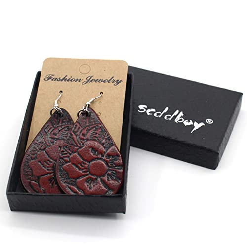 Scddboy Leather Earrings For Women Teardrop Leaf Drop Earrings Lightweight Dangle Earrings #TOP5