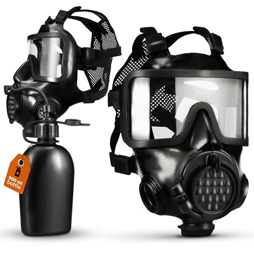 MIRA SAFETY CM-8M Full-Face CBRN Gas Mask W/Canteen - Reusable Survival Nuclear Chemical Respirator for Prepper Gear and Supplies - Best Particulate Protection for Disaster, Tactical, & General Use