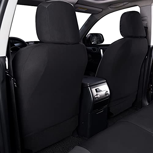 Flying Banner Car Seat Covers Protects Water Proof Faux Leather Carbon Fiber Front And Rear Bench (Gray Black, Full Set - 9Pcs) #TOP3