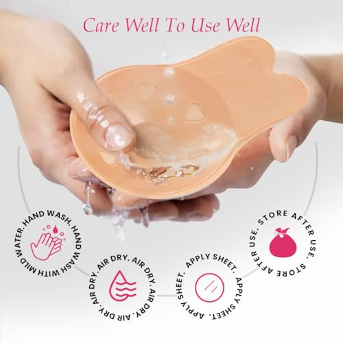 PINQ POLKA Reusable Silicone Bra Lift Cup for Women|Stick on|Invisible Breast Lift Cups |Skin- Friendly Adhesive|Up to 12 Hrs Sticking Capacity|Reusable Cloth Bag|Nude Colour C-... - Image 5