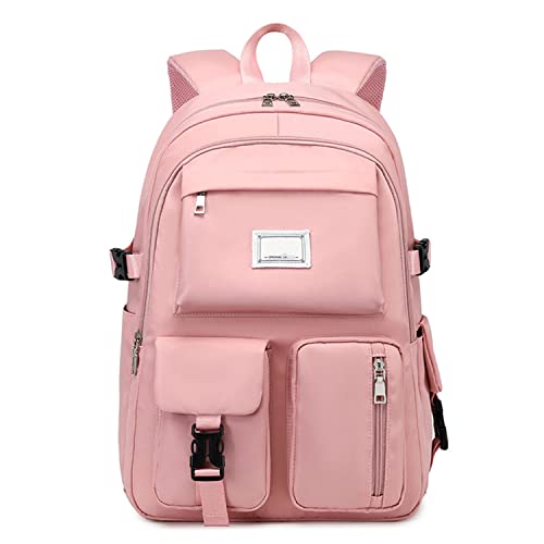 MOREASE Girls Backpack School Bags, Large Capacity Rucksack Secondary Middle High School Multi-Pocket Backpack Waterproof School Backpacks for Children Teen Girls (Pink)