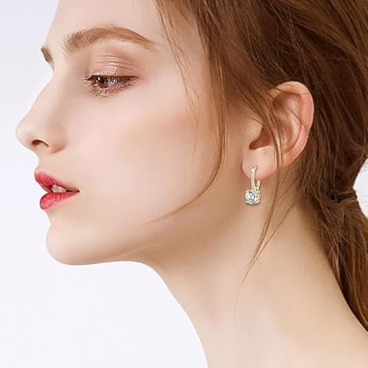 14K Gold Earrings for Women,14K Gold Dangle Drop Earrings with Cubic Zirconia Drop Earrings3
