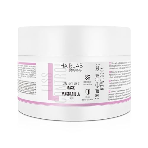 SALERM - Mascarilla Alisadora Pelo - Mascarilla Lisos Hair Lab - 250 ml - Alisado Perfecto para Cabello Rebelde - Queratina Hidrolizada y Aceite de Coco - Protector de Calor para el Pelo - Anti Frizz