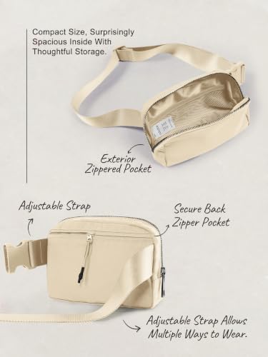 Image of ODODOS Unisex Mini Belt Bag with Adjustable Strap Small Fanny Pack for Workout Running Traveling Hiking, Ivory