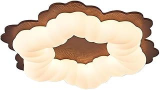 French Vintage Style Solid Wood Ceiling Light. Full Beam LED,Walnut Color, Wood-Patterned Design. Suitable, for Living Room/Kitchen Island/Bedroom.