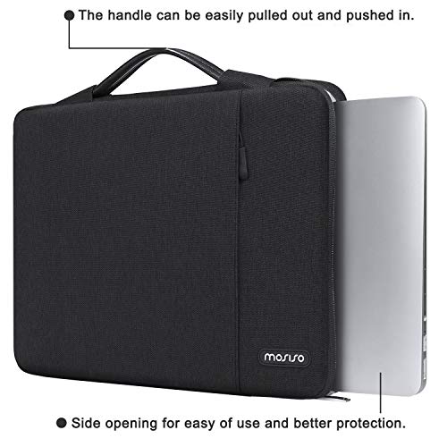 Mosiso 360 Protective Laptop Sleeve Compatible With Macbook Air/Pro, 13-13.3 Inch Notebook, Compatible With Macbook Pro 14 Inch 2023-2021 A2779 M2 A2442 M1, Vertical Bag With Handle&Pocket, Black #TOP2