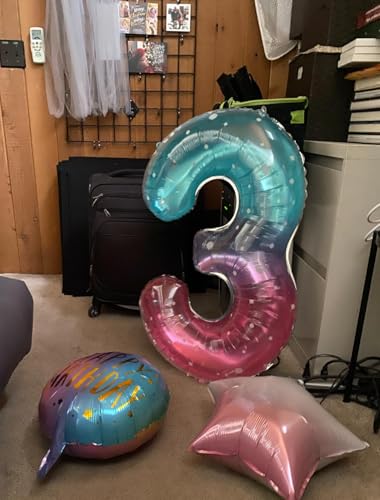 Image of 2 Balloon Numbers Birthday Decorations, 40In Pink Purple Blue Balloons | Eye-catching Appearance, Perfect Decorative Centerpieces, Convenient Self-sealing Structure, Widely for Various Occasions