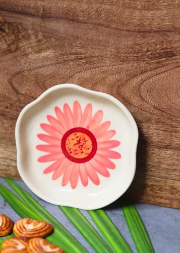 Image of WEAVING HOMES Flower Handmade Dessert Plate, Size: 11 cm Microwave & Dishwahsher Safe (Set of 1)