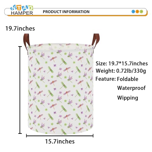 Image of NTAOHAMPER Dragonfly Large Laundry Hamper,Laundry Basket,Baby Nursery Hamper,Waterproof Storage Bin,Clothes Organizer Basket,Room Decor(Dragonfly)