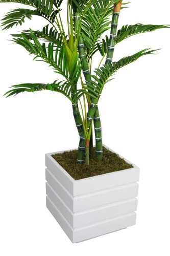 Vintage Home Green Emerald Artificial Faux Palm Tree With Fiberstone Planter For Home Decor, 78", White #TOP1