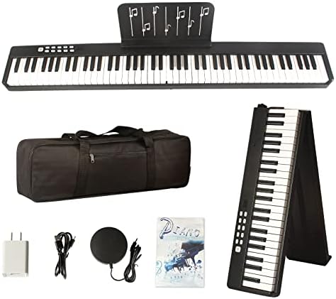 Hami Piano Keyboard,88 Keys Electric Keyboard Piano Semi-Weighted Digital Piano Foldable Keyboard with Bluetooth MIDI Sustain Pedal,Music Sheet Holder,Carrying Bag
