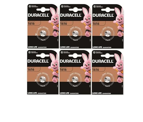 6 x Duracell 1616 Lithium (6 blísters de 1 batería) 6 pilas (CR1616)