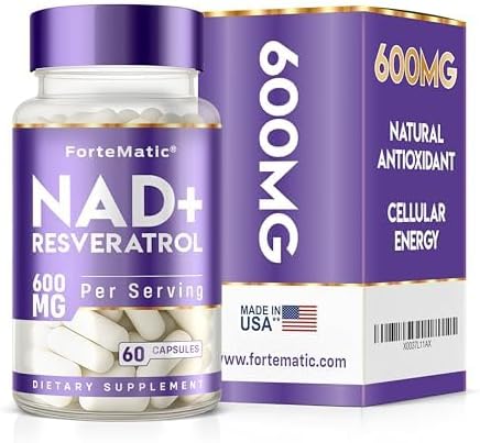 Miniatura 8 de Fortematic NAD+ Reservatrol, suplemento de energía celular antioxidante natural, 600 mg, 60 cápsulas, fabricado en Estados Unidos