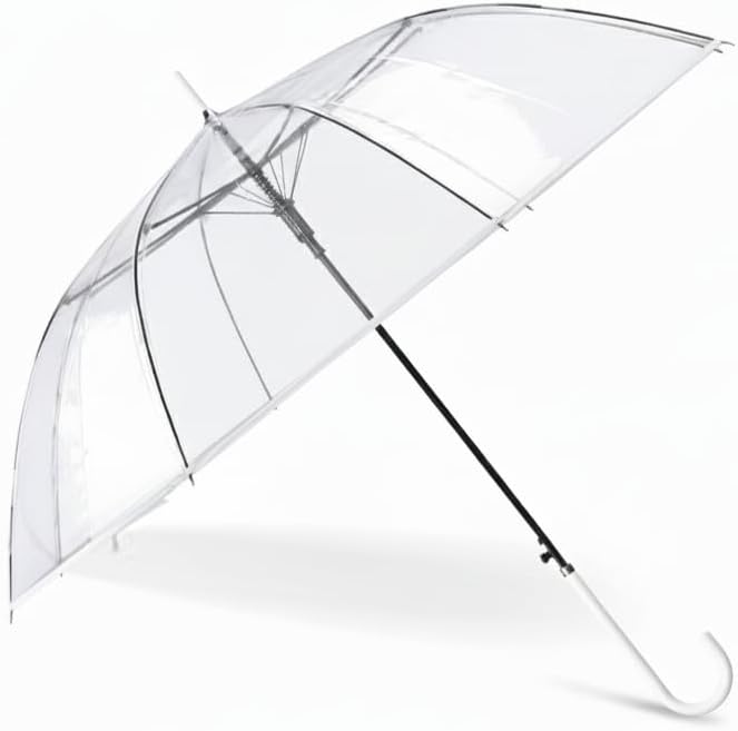 1 Pack Clear Wedding Bubble Umbrellas Bulk 61.8 Inch Large Dome Transparent Windproof Rainproof Stick Umbrellas, 1 Boutonnieres, 1 Thank You Tags, 1 Pair Vow Books – Perfect Wedding Favors Pack of 1