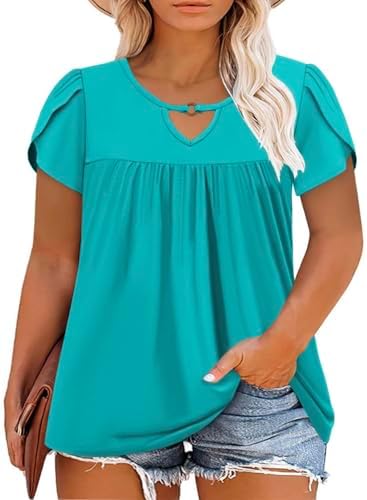 VISLILY Camisetas femininas plus size verão chiques decote em V c...