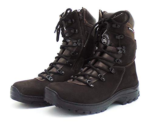 Bota Coturno Militar Com Zíper Lateral Cano Médio Couro